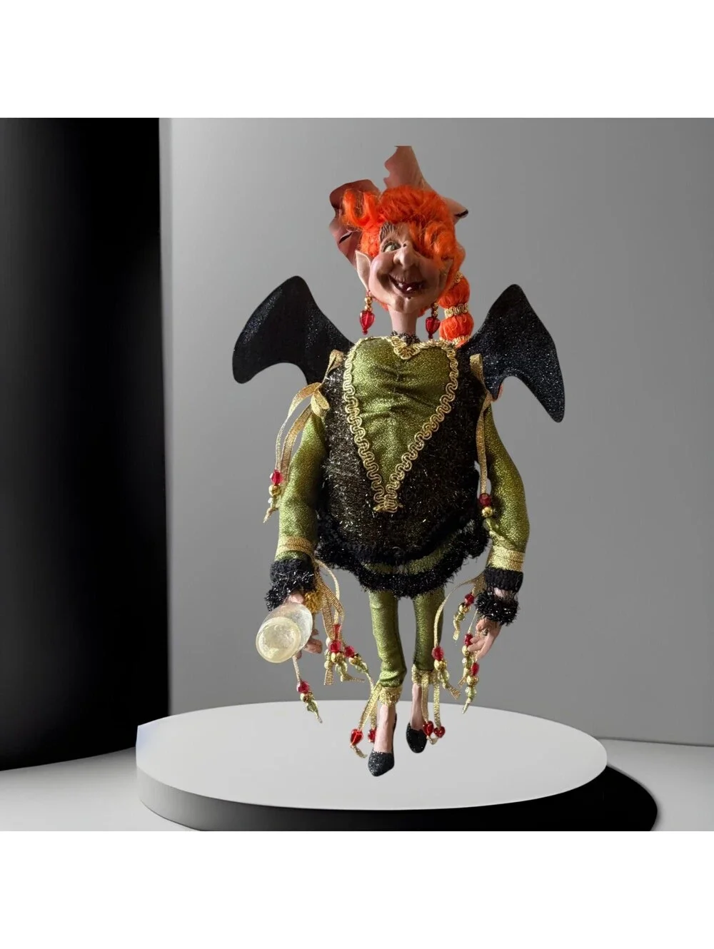 Mark Robrts Halloween Witch with Bat Wings ,Small 51-56034 Grn RARE Collection